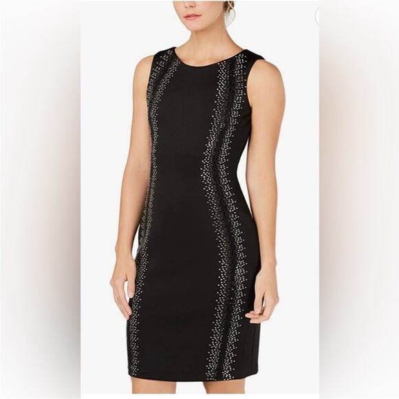 Calvin Klein Black Embellished Detail Sleeveless Dress Size 8 - Picture 2 of 13
